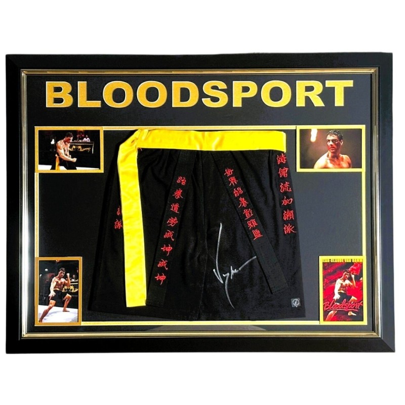 Jean-Claude Van Damme Signed and Framed Bloodsport Fight Trunks