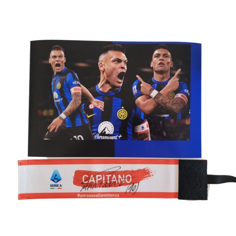 "A Red against the Violence" Captain's Armband - Signed by Lautaro Martinez