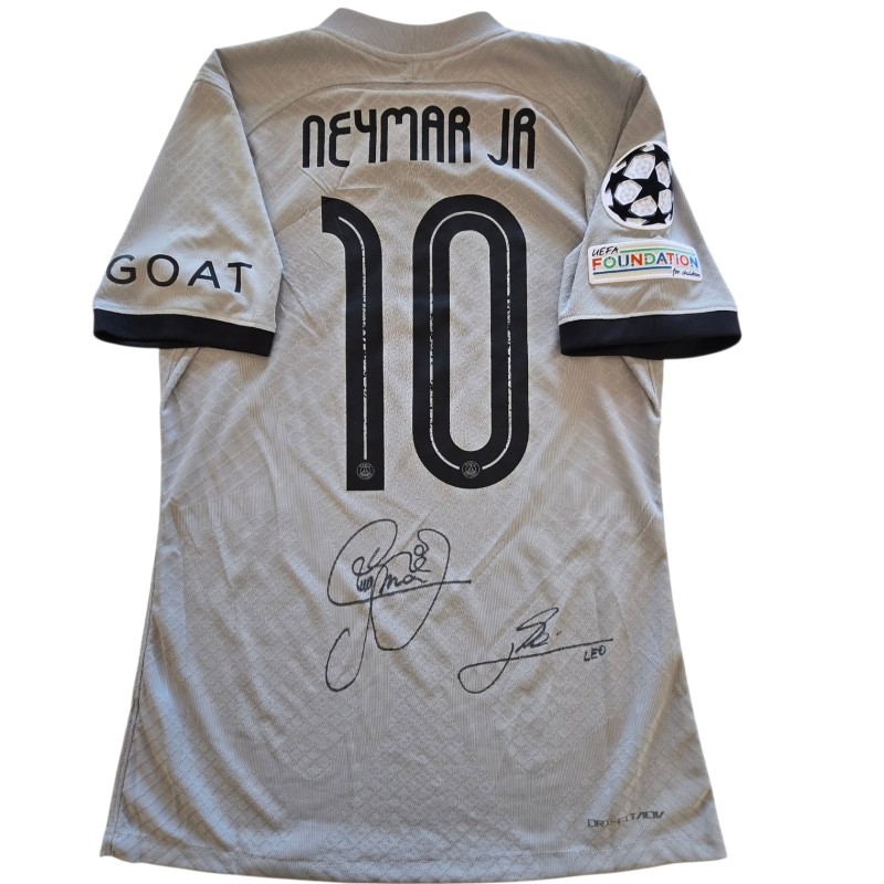 Maglia Gara Neymar Paris Saint-Germain, UCL 2022/23 - Autografata da Neymar e Messi