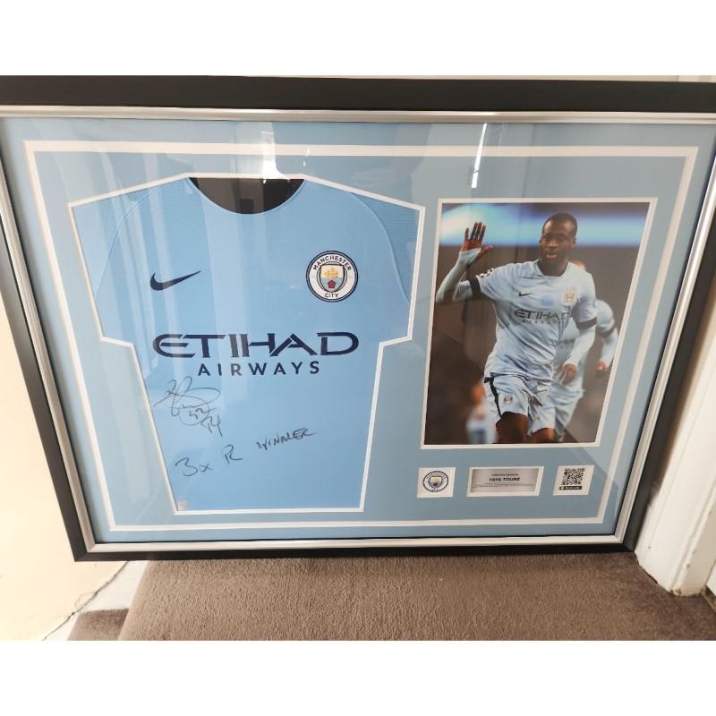 Yaya Touré Manchester City 2017/2018 maglia firmata e incorniciata