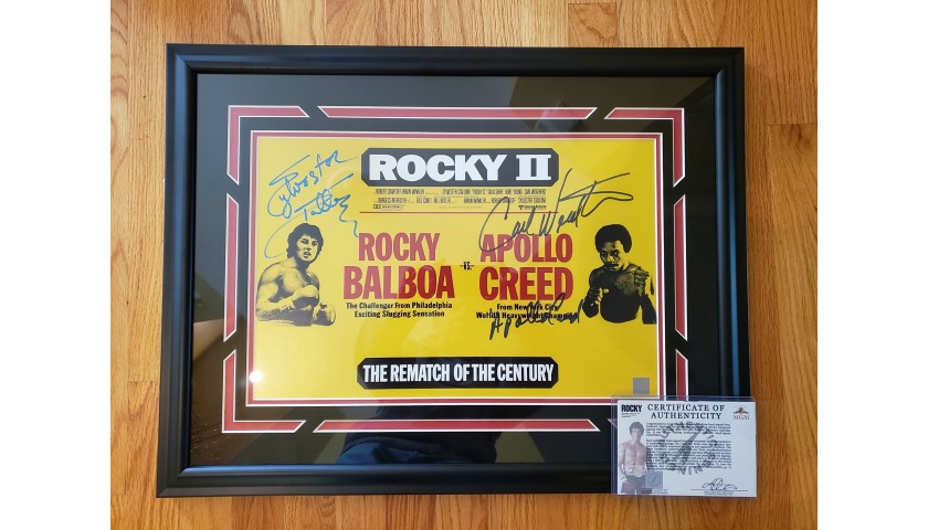 Sylvester Stallone & Carl Weathers Hand Signed, Custom Framed “Rocky” Poster