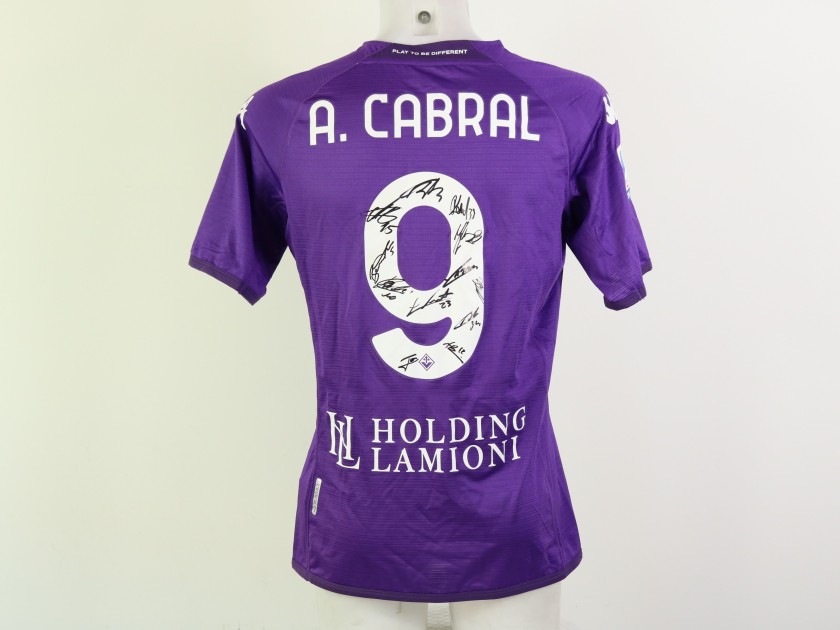 Cabral Official Fiorentina Shirt, 2022/23 - Signed by the Squad