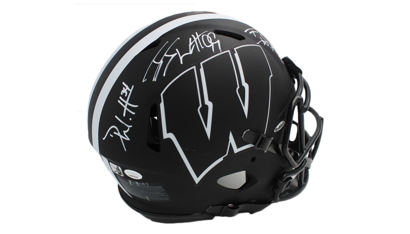 JJ, TJ, and Derek Watt Signed Wisconsin Badgers Speed Authentic Eclipse NCAA Helmet