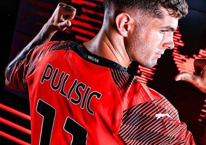 Pulisic's AC Milan Shirt, 2023/2024, Signed with Personalized Dedication