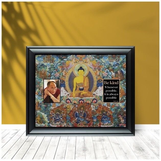 Dalai Lama Signed Photo Display