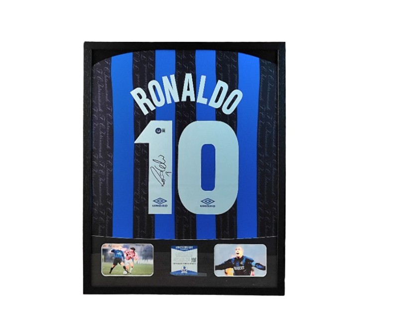 Ronaldo's Inter Milan Signed Shirt in a Deluxe High-Quality Frame