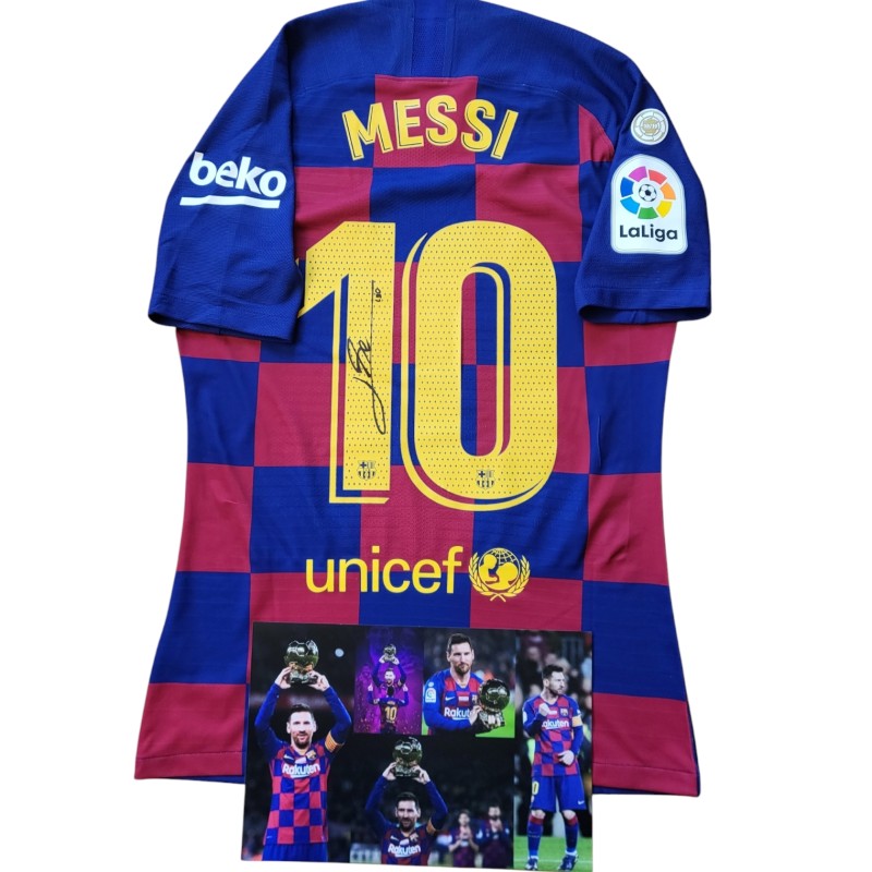 Messi's Barcelona Signed Match-Issued Special Patch Shirt, 2019/20