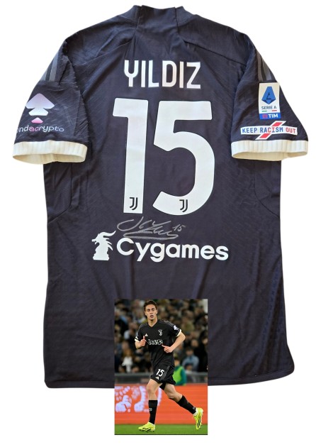 Yildiz's Signed Match-Issued Shirt, Lazio vs Juventus 2024