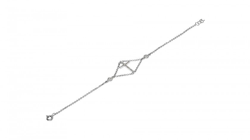 Bracciale Clover Con Croce In Acciaio Inox – Zirconi Colori Oro/Argento/Rosa, Donna - 5
