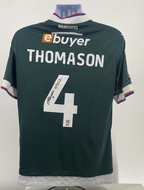 Maglia da trasferta firmata di George Thomason del Bolton Wanderers, contro l'Arsenal