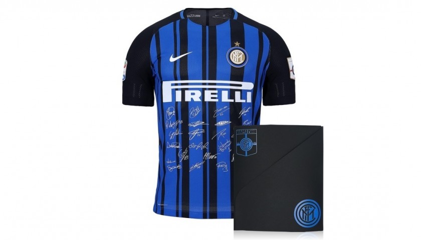 Authentic Inter 110th Anniversary Shirt, Signed by Zanetti