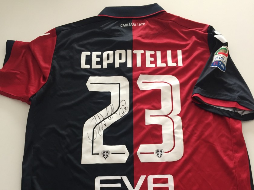 Match issued Ceppitelli shirt, Cagliari-Roma Serie A 28/08 - signed