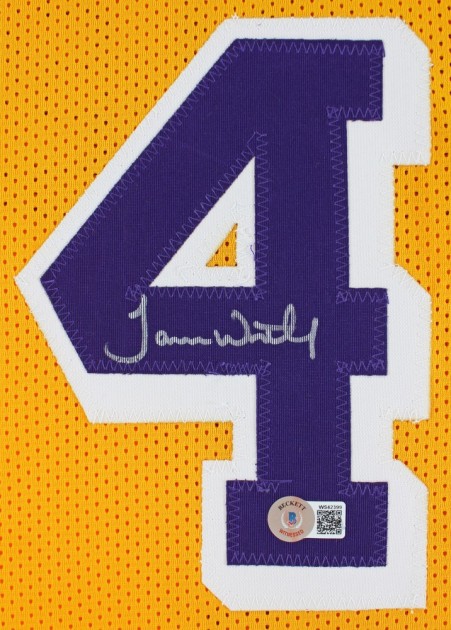 James Worthy Autographed and Framed Gold Los Angeles Lakers Jersey