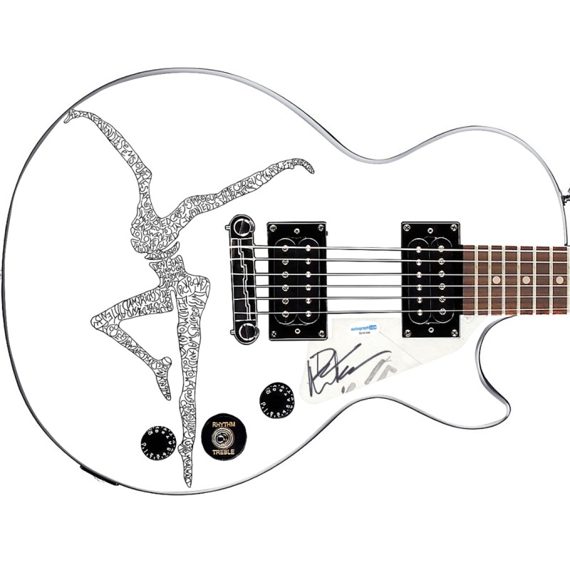 Chitarra Epiphone grafica personalizzata firmata da Dave Matthews con il logo del testo