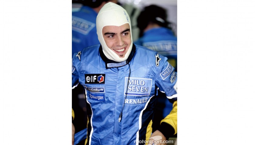 Balaclava Worn and Signed by Fernando Alonso, Renault F1 2003