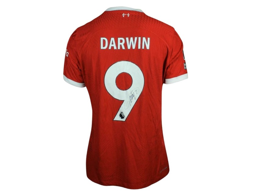 Maglia indossata Liverpool 2023 di Darwin Núñez, vs Brentford - Autografata
