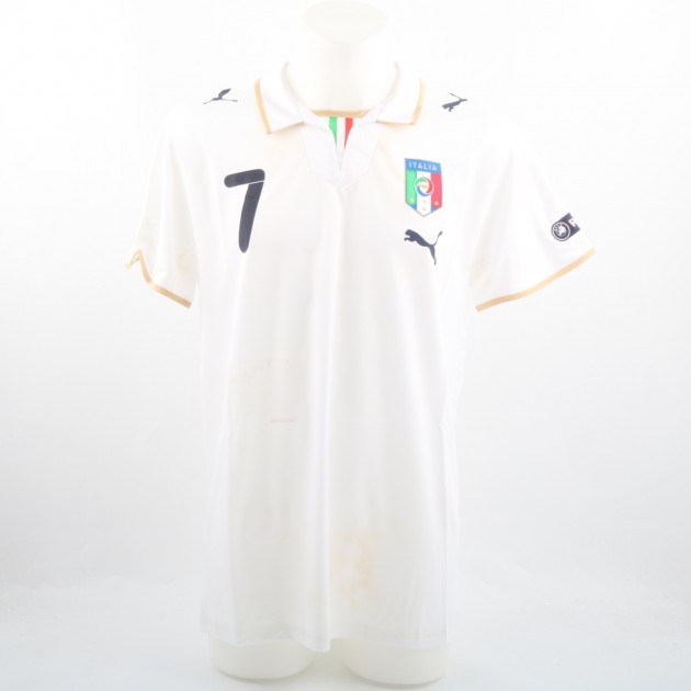Del Piero Match Worn Shirt, Italy-Spain Euro 2008 - UNWASHED