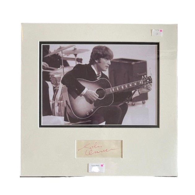 John Lennon of The Beatles Signed Mounted Autograph Cut