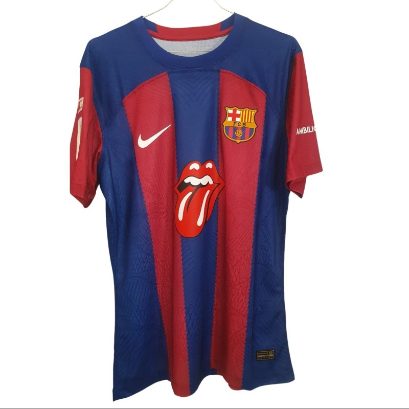 Lewandowski's official Barcelona shirt "Rolling Stones" Edition, 2023/24