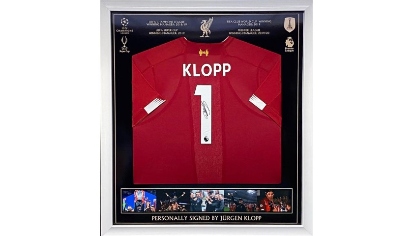 Framed Liverpool Champions Home Shirt 2018/19 Signed by Jürgen Klopp