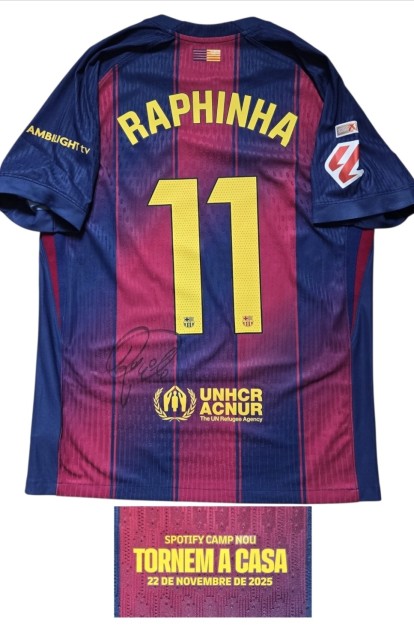 Raphinha's Signed Match-Issued Shirt, Barcelona vs Athletic Bilbao 2025 - Special Patch