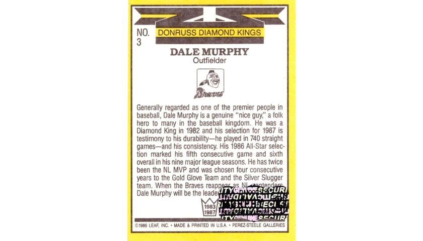 Dale Murphy Baseball Cards, Topps, Donruss