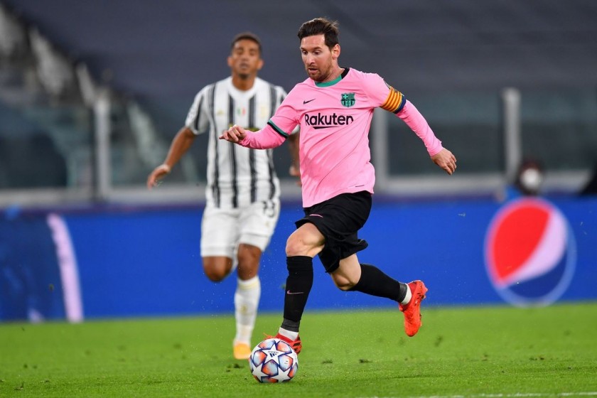 Messi's Match-Issued Signed Captain's Armband,  Juventus vs Barcelona 2020 