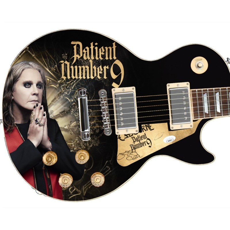 Ozzy Osbourne Signed Pickguard on a Custom Graphics Guitar 