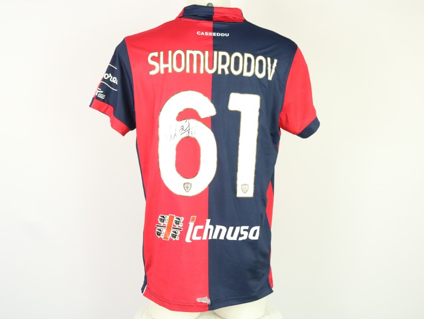 Shomurodov's Unwashed Signed Shirt, Cagliari vs Hellas Verona 2024 "Keep Racism Out"