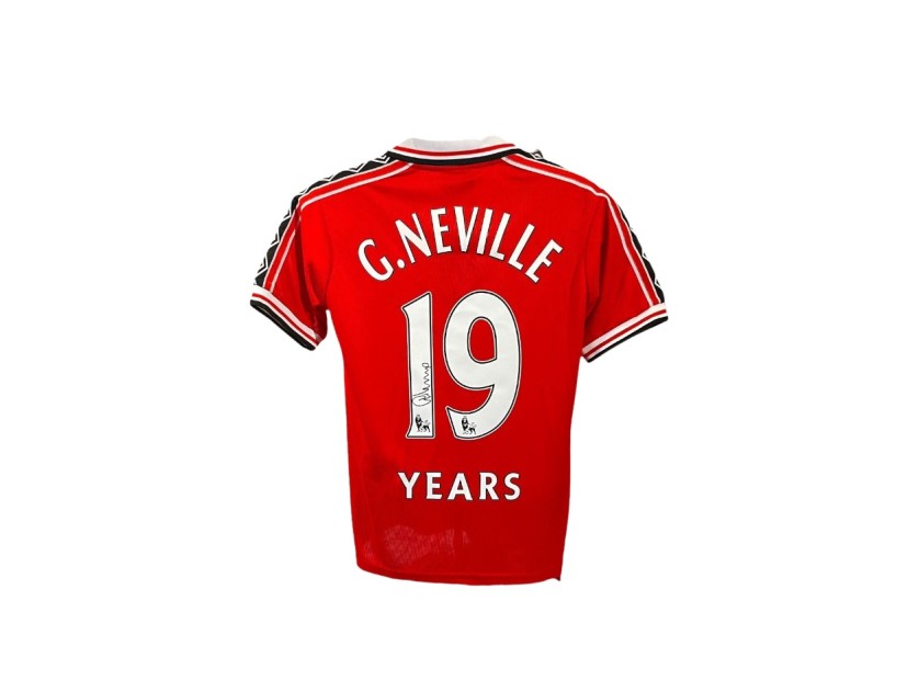 Maglia replica firmata di Gary Neville del Manchester United 1999