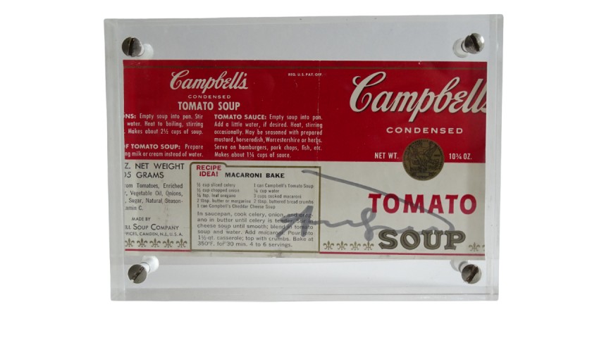"Campbell's" Label Signed by Andy Warhol