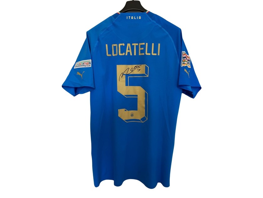 Locatelli's Signed Match-Issued Shirt, Italy vs Hungary Nations League 2022