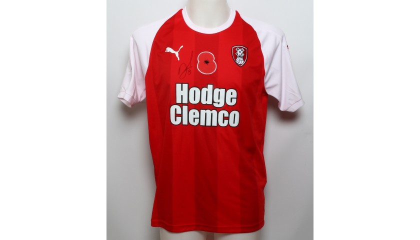 Richie Towell's Rotherham United Worn and Signed Poppy Shirt 