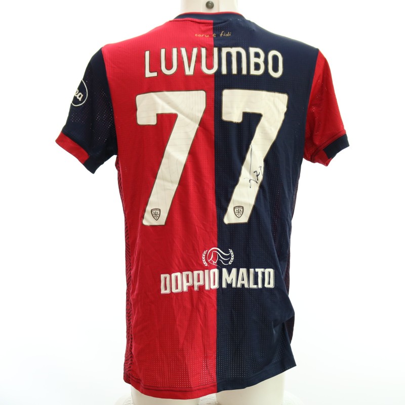 Luvumbo's Signed Unwashed Shirt, Cagliari vs Roma 2024