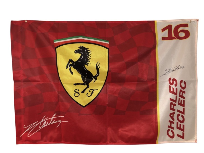 Bandiera ufficiale Leclerc Scuderia Ferrari - Autografata