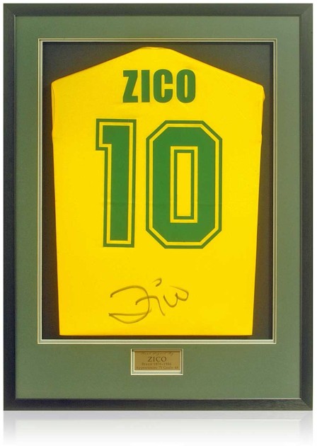 Zico's Brazil Signed and Framed Shirt 