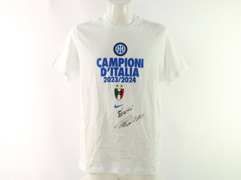 Official Inter Milan Scudetto T-Shirt, 2023/24 - Signed by Lautaro Martinez