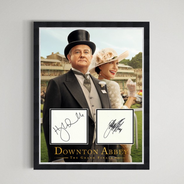 Hugh Bonneville and Elizabeth McGovern Signed Downton Abbey Display