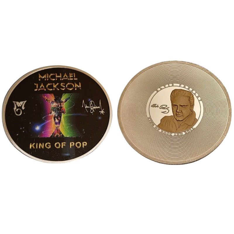 Elvis Presley and Michael Jackson Silver and Gold Plated Coin