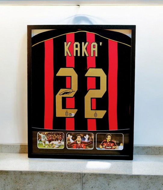 Maglia Milan 2006/07 Kakà in cornice deluxe di alta qualità - Autografata