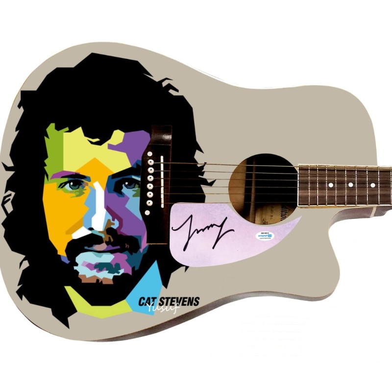 Chitarra grafica personalizzata firmata Cat Stevens