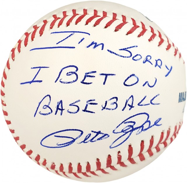 Pete Rose "Sorry I Bet On Baseball" Signed Baseball