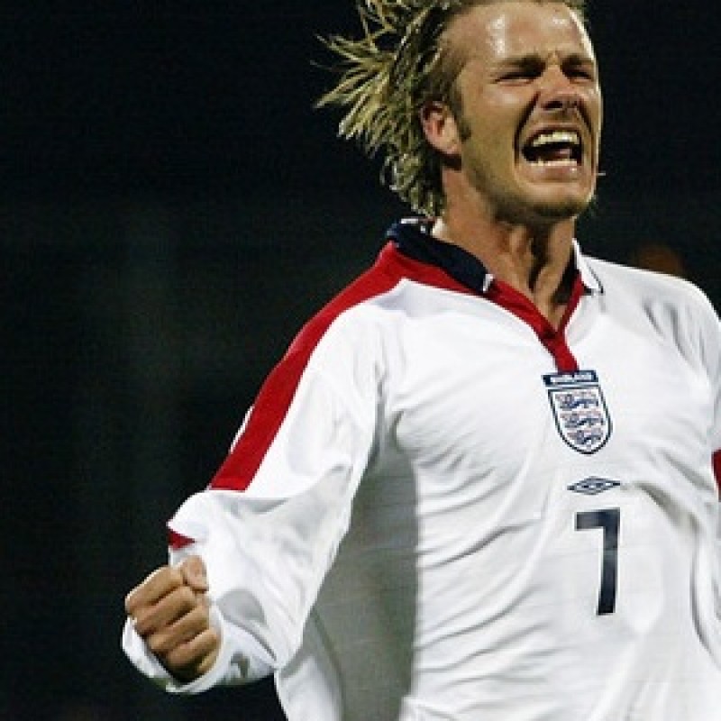 Beckham match issued/worn shirt, England vs. Turkey, EURO 2004 Qualifications