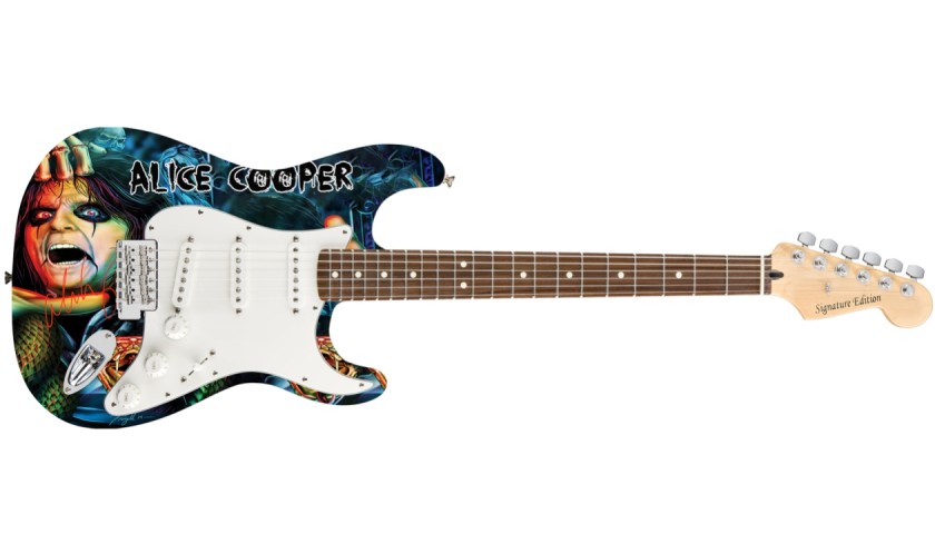 Alice Cooper Autographed Graphics Guitar