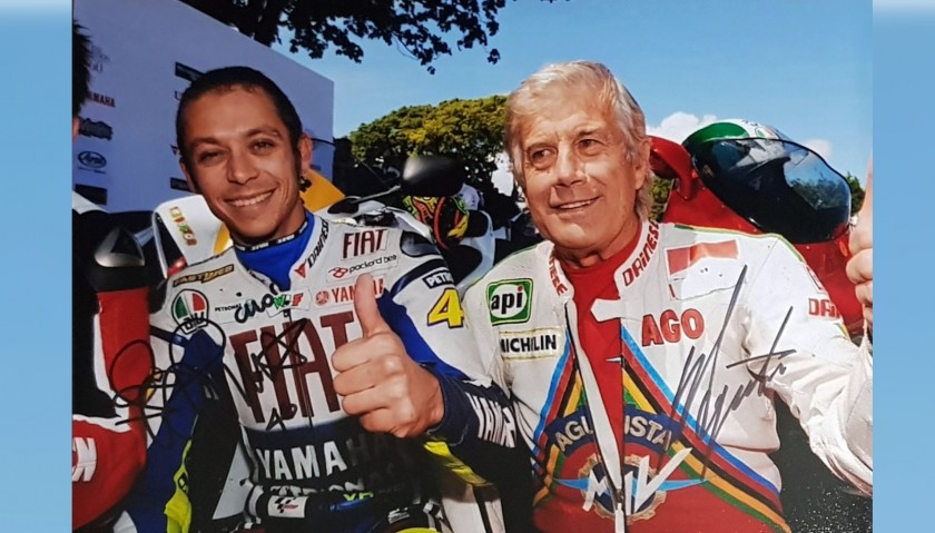 Photograph Signed by Giacomo Agostini and Valentino Rossi