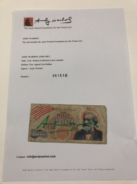 Mille Lire firmate a mano da Andy Warhol