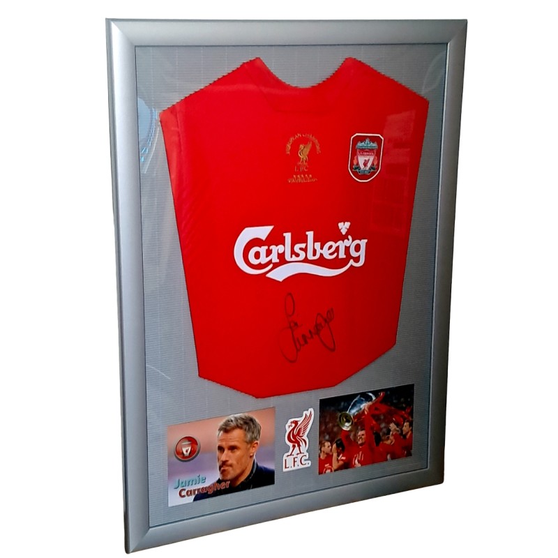 Jamie Carragher's FC Liverpool CL-2005 Istanbul Signed and Framed Shirt