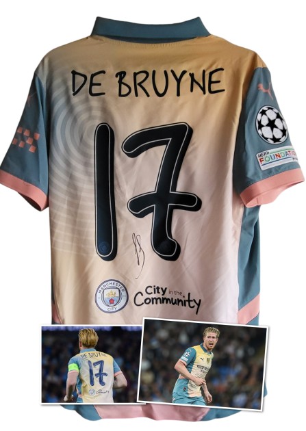 De Bruyne's Manchester City vs Inter Signed Match-Issued Shirt, UCL 2024