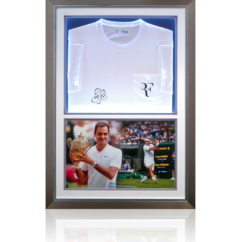 Roger Federer Signed Tennis Shirt Presentation with LED Lighting