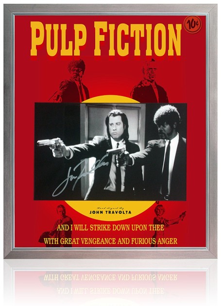 Presentazione del poster di Pulp Fiction firmato da John Travolta